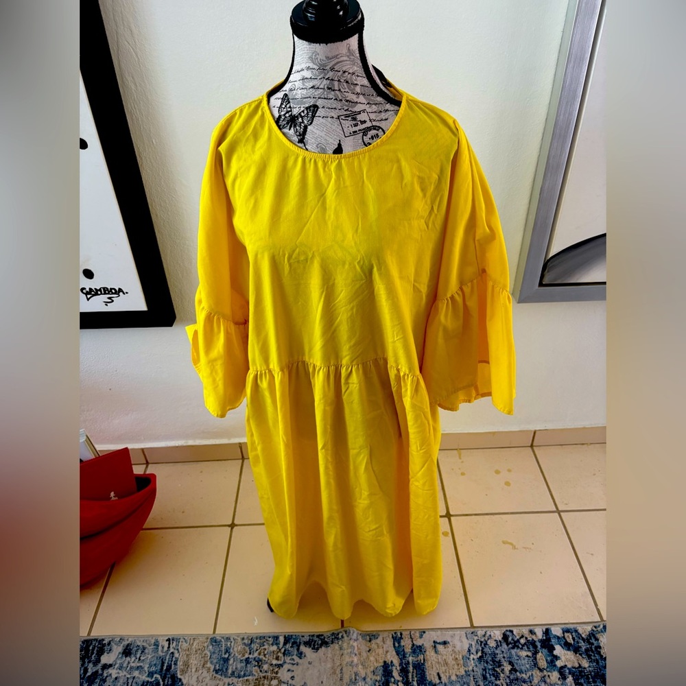 Bundle 3 for $15. Zanzea Bright Yellow Ruffle Sleeve Dress. Size 5xl.